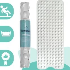 The Original - Badmat Antislip - Wit - 100x40cm - Antislipmat Douchemat Voor Bad & Douche - Anti Slip Mat Met Zuignappen