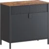 Songmics Opslagkabinet, Dubbel-deurs Vloerkast Met Magnetische Sluiting, Verstelbare Plank, Stalen Frame, Industriële Stijl, Ruimtebesparend, Rustiek Bruin En Zwart LSC102B01 -Badkamer Producten Winkel 1200x1194 5