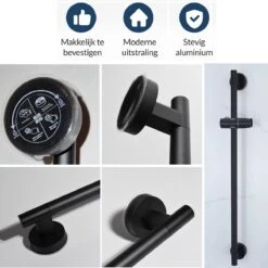 Moodcare® Glijstang - Douche Glijstang - 70 Cm - Mat Zwart - Zonder Boren -Badkamer Producten Winkel 1200x1199 2