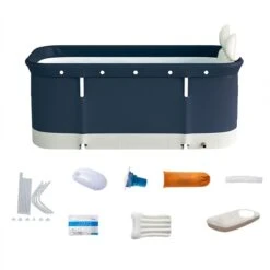 Merkloos Opvouwbaar Bad Voor Volwassenen | Opblaasbaar Zitbad BLAUW – Mobiele Badkuip – Bath Bucket – Zwembad -Badkamer Producten Winkel 1200x1199