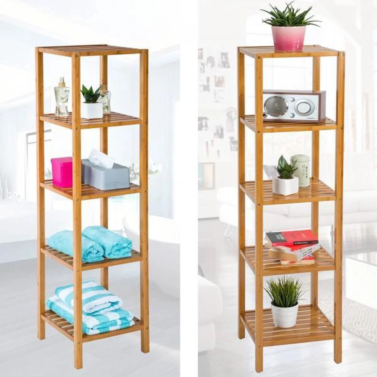 Tectake - Houten Badkamerrek 5 Etages Van Bamboe 401646 4 Tectake - Houten Badkamerrek 5 Etages Van Bamboe 401646 - Afbeelding 2