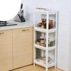 Merkloos Decopatent® 4 Laags Opbergrek -Staand Rek 4 Etages Voor Badkamer - Keuken - Keukenrek - Badkamerrek - Kunststof Rechthoekig Rek -Badkamer Producten Winkel 1200x1200 1024