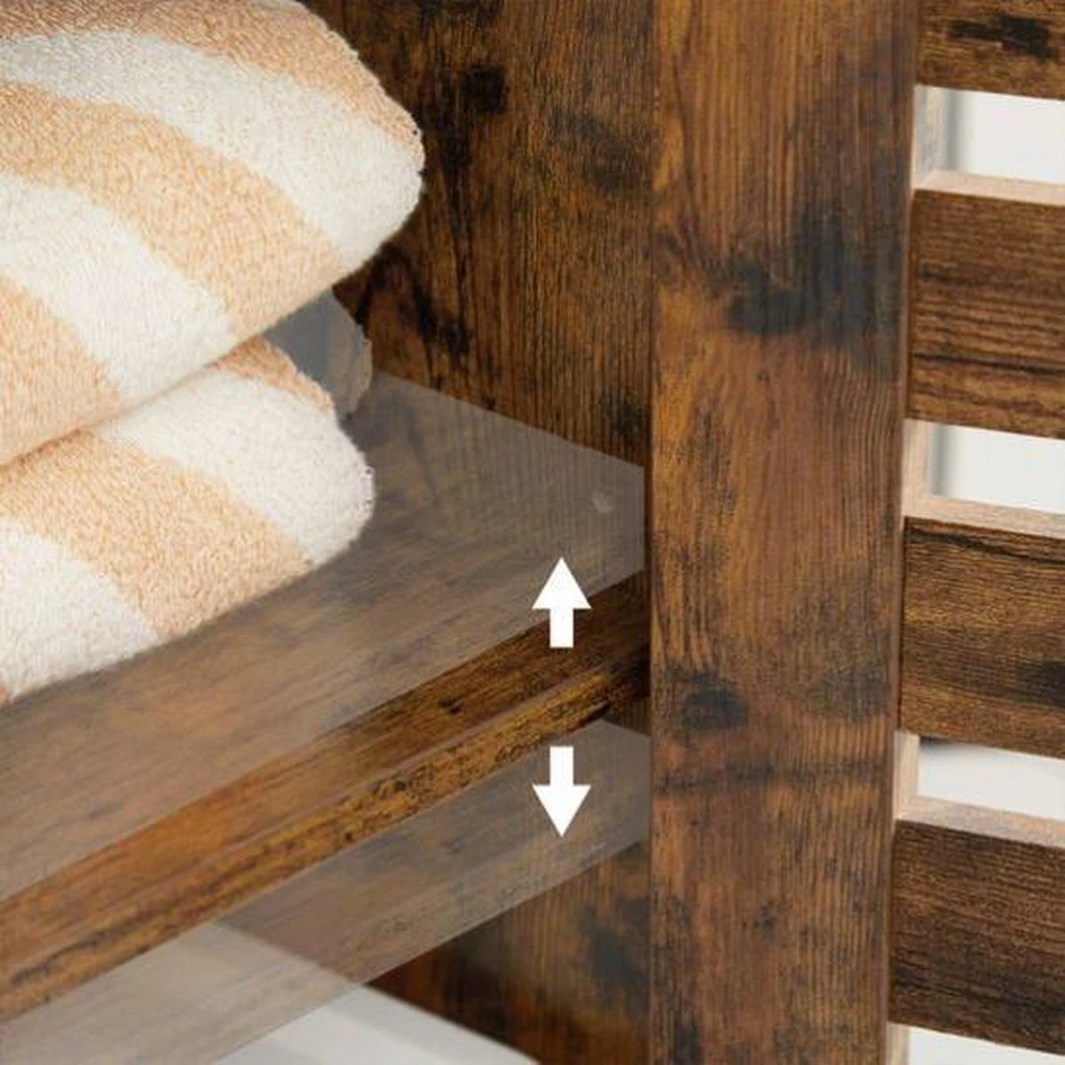 Segenn's Badkamerkast - Badkamerkasten Hoog - Opbergkast - Staande Kast - Industrieel - 3 Open Planken - 40 X 30 X 167 Cm - Rustiek Bruin 5 Segenn's Badkamerkast - Badkamerkasten Hoog - Opbergkast - Staande Kast - Industrieel - 3 Open Planken - 40 X 30 X 167 Cm - Rustiek Bruin - Afbeelding 3