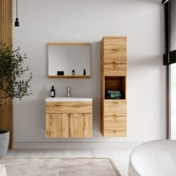 Badplaats Badkamermeubel Set Montreal 60 Cm X 35 Cm - Eiken - Badmeubel Met Spiegel En Zijkast -Badkamer Producten Winkel 1200x1200 1145