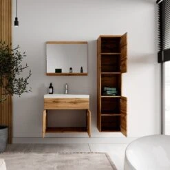 Badplaats Badkamermeubel Set Montreal 60 Cm X 35 Cm - Eiken - Badmeubel Met Spiegel En Zijkast -Badkamer Producten Winkel 1200x1200 1146