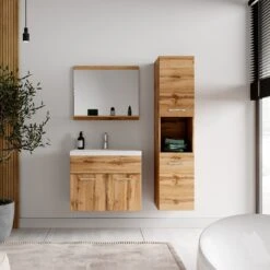 Badplaats Badkamermeubel Set Montreal 60 Cm X 35 Cm - Eiken - Badmeubel Met Spiegel En Zijkast -Badkamer Producten Winkel 1200x1200 1147