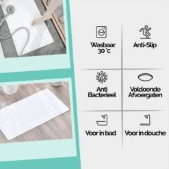 The Original - Douchemat Antislip - Wit - 70x40cm - Antislipmat Badmat Voor Bad & Douche - Anti Slip Mat Met Zuignappen -Badkamer Producten Winkel 1200x1200 1210