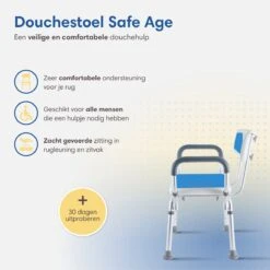 Safe Age® Douchestoel Met Afneembare Rugleuning En Armleuning – Anti Slip - Verstelbare Hoogte - Douchekruk -Badkamer Producten Winkel 1200x1200 1262