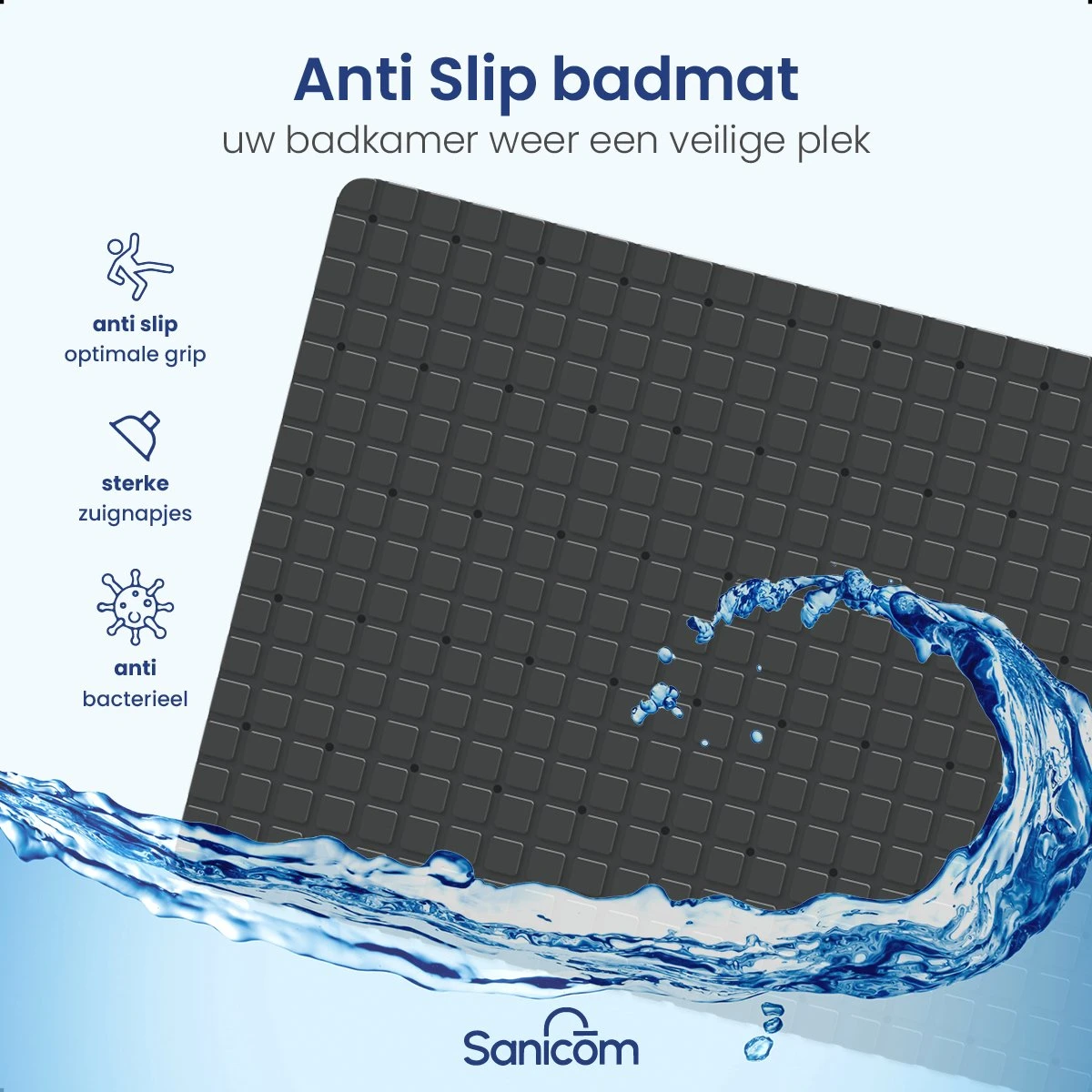 Merkloos Badmat Antislip - Douchemat - Antislipmat Bad - Antislipmat Douche - Schimmelbestendig - Met Zuignappen - Wasbaar - Zwart 5 Merkloos Badmat Antislip - Douchemat - Antislipmat Bad - Antislipmat Douche - Schimmelbestendig - Met Zuignappen - Wasbaar - Zwart - Afbeelding 3