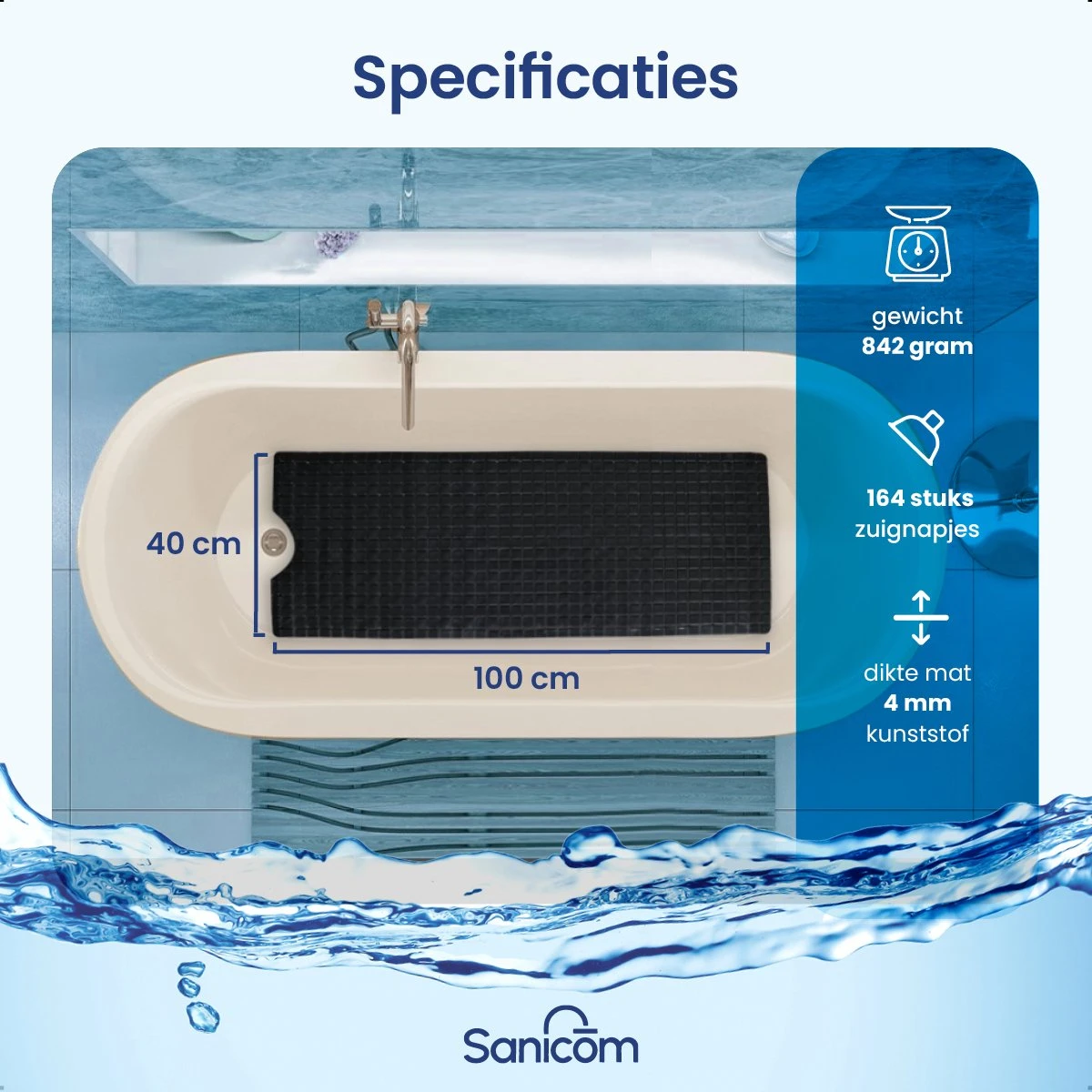 Merkloos Badmat Antislip - Douchemat - Antislipmat Bad - Antislipmat Douche - Schimmelbestendig - Met Zuignappen - Wasbaar - Zwart 10 Merkloos Badmat Antislip - Douchemat - Antislipmat Bad - Antislipmat Douche - Schimmelbestendig - Met Zuignappen - Wasbaar - Zwart - Afbeelding 8