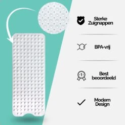 The Original - Badmat Antislip - Wit - 100x40cm - Antislipmat Douchemat Voor Bad & Douche - Anti Slip Mat Met Zuignappen -Badkamer Producten Winkel 1200x1200 1325