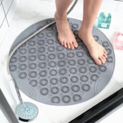 Merkloos TDR-Antislip Mat - 55x55CM - Rond - Grijs - Badmat Badkamer - Douchemat - Badkamermat - Antislipmat Voor Douche -Badkamer Producten Winkel 1200x1200 1329