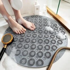 Merkloos TDR-Antislip Mat - 55x55CM - Rond - Grijs - Badmat Badkamer - Douchemat - Badkamermat - Antislipmat Voor Douche -Badkamer Producten Winkel 1200x1200 1331