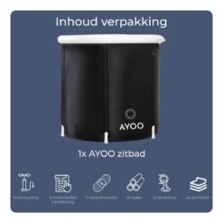 AYOO® Zitbad - Opblaasbaar Bad - Opvouwbaar Bad - IJsbad - Badkuip - Zitbad Voor Volwassenen - Bathtub - Zitbaden - Bath Bucket - Wim Hof Methode - Inclusief Voetpomp - Zwart -Badkamer Producten Winkel 1200x1200 135