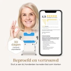 BY JRM Douchestoel En Douchekruk Met Afneembare Rugleuning En Armleuning – 30 Dagen Uitproberen -anti Slip – Verstelbare Hoogte - Douchekrukje - Blauw -Badkamer Producten Winkel 1200x1200 1384