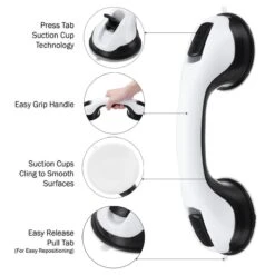 Merkloos 2x Anti Slip Zuig Handvat - Zuignap Handgreep Badkamer/Toilet - Badkamer Veiligheidsgreep - Handgreep Met Zuignappen - Badgreep - Krachtig En Verplaatsbaar - Trekvermogen Tot 50KG - 30cm -Badkamer Producten Winkel 1200x1200 1414
