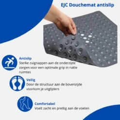 Douchemat - Antislipmat - Douchemat Antislip - Badmat - Badmat Antislip - Grijs - Antislipmat Douche - 53cm X 53cm - BPA Vrij - Antibacterieel - Antislip - Wasbaar- EJC Products -Badkamer Producten Winkel 1200x1200 1466
