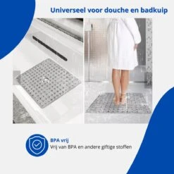 Douchemat - Antislipmat - Douchemat Antislip - Badmat - Badmat Antislip - Grijs - Antislipmat Douche - 53cm X 53cm - BPA Vrij - Antibacterieel - Antislip - Wasbaar- EJC Products -Badkamer Producten Winkel 1200x1200 1467
