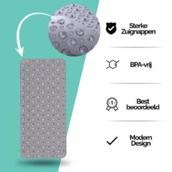 The Original - Douchemat Antislip - Grijs - 88x40cm - Antislipmat Badmat Voor Bad & Douche - Anti Slip Mat Met Zuignappen -Badkamer Producten Winkel 1200x1200 1477