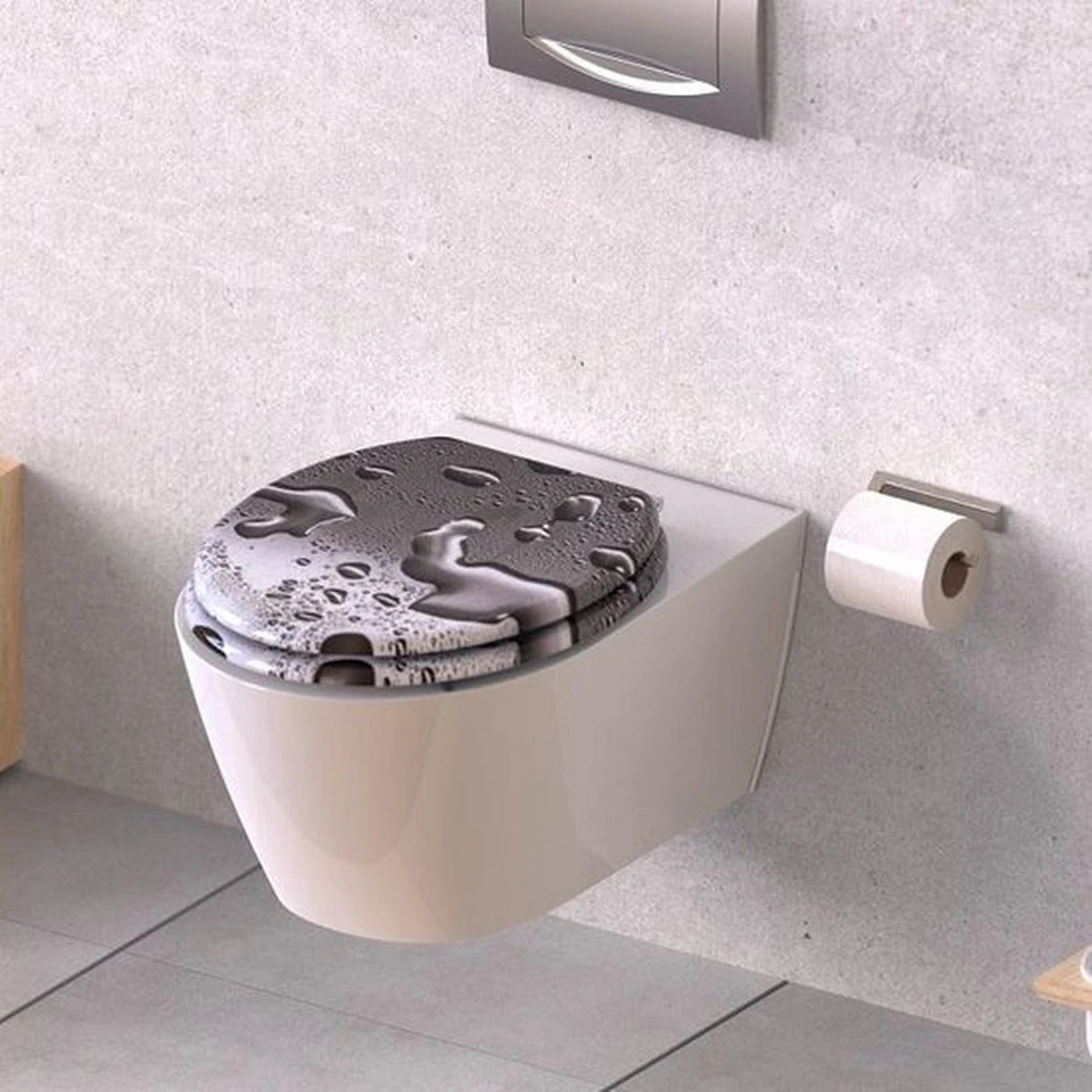 SCHÜTTE WC-Bril 80123 GREY STEEL - MDF-Hout - Soft Close - Verchroomde Scharnieren - Decor - 3-zijdige Print 6 SCHÜTTE WC-Bril 80123 GREY STEEL - MDF-Hout - Soft Close - Verchroomde Scharnieren - Decor - 3-zijdige Print - Afbeelding 4