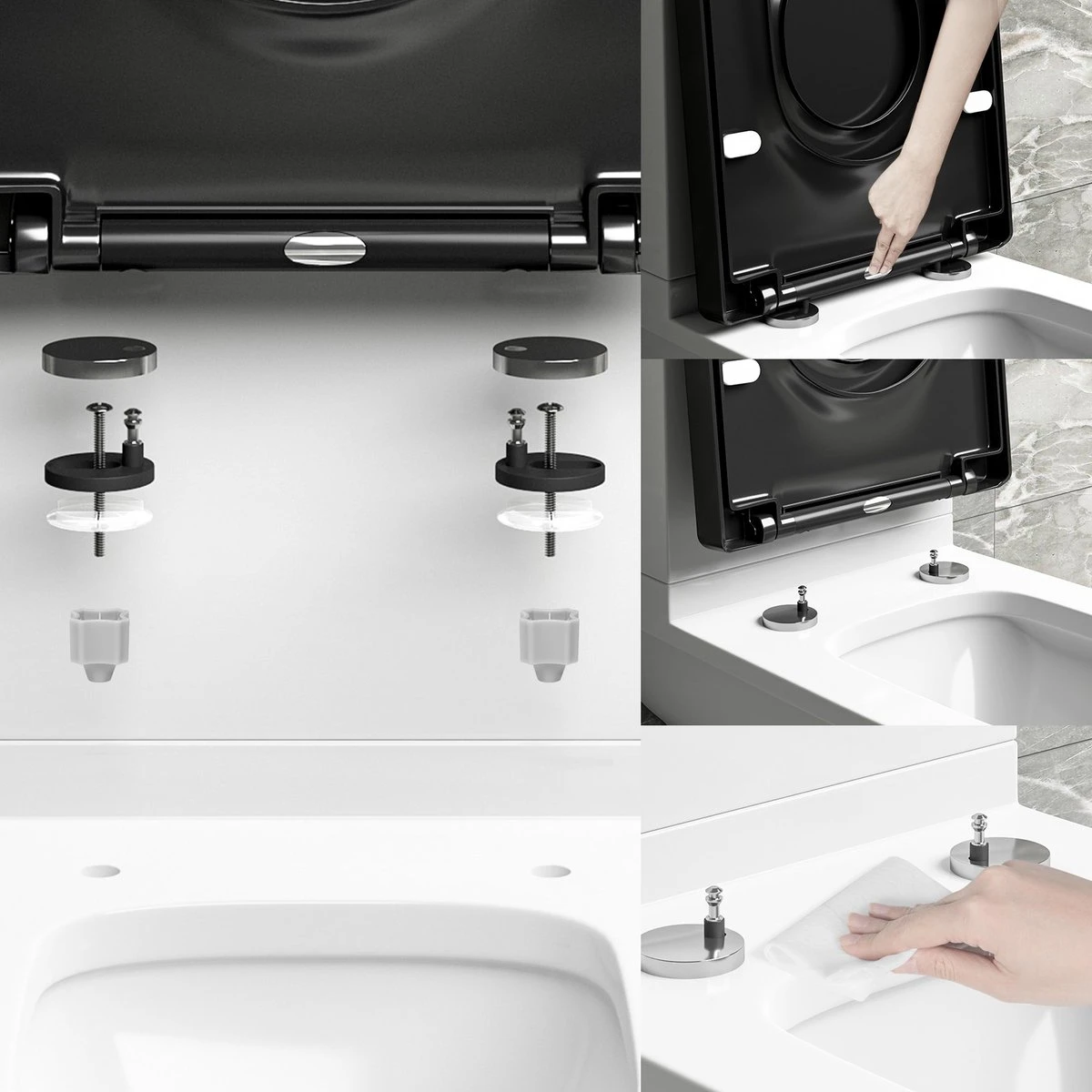 Kamyra® Antibacteriële Toiletbril Met Verkleiner & Softclose - Voor Volwassenen/Kinderen - Toiletbrillen, WC Bril, Brillen, Toiletzitting - D-Vorm - 45.4x36.1 Cm - Zwart 13 Kamyra® Antibacteriële Toiletbril Met Verkleiner & Softclose - Voor Volwassenen/Kinderen - Toiletbrillen, WC Bril, Brillen, Toiletzitting - D-Vorm - 45.4x36.1 Cm - Zwart - Afbeelding 11