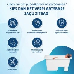 Saqu Zitbad - Mobiel Bad - 103x65cm - Wit - Incl Bijbehorende Poot En Zonder Afvoer -Badkamer Producten Winkel 1200x1200 168