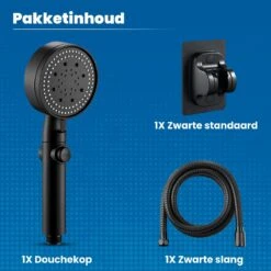Imperatoris | DoucheSet - Douchekop Met Slang, Houder & Badmuts/Douchemuts - Waterbesparend – Hoge Druk – Regendouche - Zwart Mat -Badkamer Producten Winkel 1200x1200 174