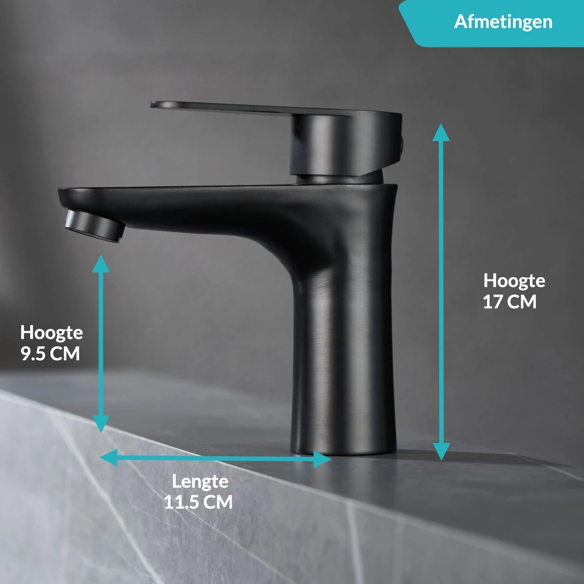 Croom Stytex - Wastafelkraan - Zwart - Badkamerkraan - Waterbesparend 4 Croom Stytex - Wastafelkraan - Zwart - Badkamerkraan - Waterbesparend - Afbeelding 2