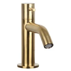 Differnz Wastafelkraan Gebogen – Kraan Koud Water – Toiletkraan – Mat Goud -Badkamer Producten Winkel 1200x1200 1809