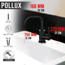 LOMAZOO Wastafelkraan Zwart Pollux - Zwarte Wastafelkraan - Badkamerkraan Zwart - Zwarte Badkamerkraan -Badkamer Producten Winkel 1200x1200 1812