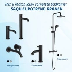 Merkloos Saqu Eurotrend Fonteinkraan - Hoog Model - Toiletkraan - Koudwaterkraan - Mat Zwart -Badkamer Producten Winkel 1200x1200 1916