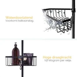 Goliving Doucherek - Doucherek Zonder Boren - Telescopisch Doucherek - Voor Plafonds Tot 2.9m Hoog - Zwart -Badkamer Producten Winkel 1200x1200 1963