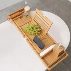 Merkloos Decopatent® Luxe Badplank - Badrekje - Uitschuifbaar 75 Tot 110 Cm - Boekenhouder - Tablethouder - Bamboe Hout Badplankje - Badrek -Badkamer Producten Winkel 1200x1200 1998
