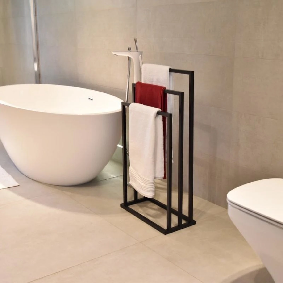 Badkamerhanger Handdoekenrek 3 Armen Zwart 5 Badkamerhanger Handdoekenrek 3 Armen Zwart - Afbeelding 3