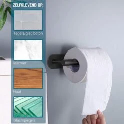 Vannons - Toiletrolhouder - WC Rolhouder Zwart Zonder Boren - Zelfklevend - WC Rol Houder RVS - Zwart -Badkamer Producten Winkel 1200x1200 2032