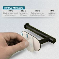 Vannons - Toiletrolhouder - WC Rolhouder Zwart Zonder Boren - Zelfklevend - WC Rol Houder RVS - Zwart -Badkamer Producten Winkel 1200x1200 2034