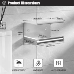 BOTC Toiletrolhouder Met Handdoekhaakjes - Toiletrolhouder - Toiletrolhouder - Zelfklevend / Boren / Zonder Boren - RVS - Zliver -Badkamer Producten Winkel 1200x1200 2090