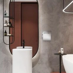 BOTC Toiletrolhouder Met Handdoekhaakjes - Toiletrolhouder - Toiletrolhouder - Zelfklevend / Boren / Zonder Boren - RVS - Zliver -Badkamer Producten Winkel 1200x1200 2093