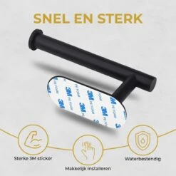 HGMD® WC Rolhouder Zelfklevend - Zwart - Toiletrolhouder Zwart - Toiletrolhouder Zonder Boren -Badkamer Producten Winkel 1200x1200 2095