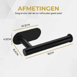 HGMD® WC Rolhouder Zelfklevend - Zwart - Toiletrolhouder Zwart - Toiletrolhouder Zonder Boren -Badkamer Producten Winkel 1200x1200 2096