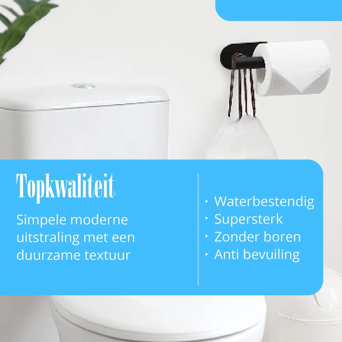Flusive Toiletrolhouder Met 4 Handdoekhaakjes - Wc Rolhouder - Zelfklevend Zonder Boren - RVS - Zwart 12 Flusive Toiletrolhouder Met 4 Handdoekhaakjes - Wc Rolhouder - Zelfklevend Zonder Boren - RVS - Zwart - Afbeelding 10
