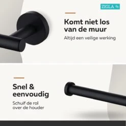 Zigla - WC Rolhouder – Toiletrolhouder – Toiletpapierhouder - WC Rol Houder – RVS – Zwart -Badkamer Producten Winkel 1200x1200 2229