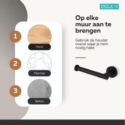 Zigla - WC Rolhouder – Toiletrolhouder – Toiletpapierhouder - WC Rol Houder – RVS – Zwart -Badkamer Producten Winkel 1200x1200 2231