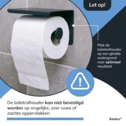 Sanics WC Rolhouder Zwart – Toiletrolhouder Zonder Boren – Met Plankje - Zelfklevend - RVS -Badkamer Producten Winkel 1200x1200 2235