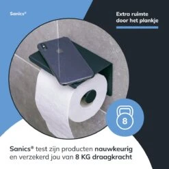 Sanics WC Rolhouder Zwart – Toiletrolhouder Zonder Boren – Met Plankje - Zelfklevend - RVS -Badkamer Producten Winkel 1200x1200 2238