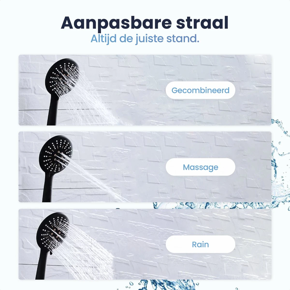 Eagle Bath & Shower - Douchekop Met Slang – Mat Zwart - 3 Functies – Handdouche – Hoofddouche 5 Eagle Bath & Shower - Douchekop Met Slang – Mat Zwart - 3 Functies – Handdouche – Hoofddouche - Afbeelding 3