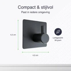 Eavy Set Van 2 Handdoekhaakjes – Zelfklevend – Zelfklevende Haakjes – Wandhaak – Plakhaakjes – RVS – Zwart - Inclusief Ontvetter -Badkamer Producten Winkel 1200x1200 2333