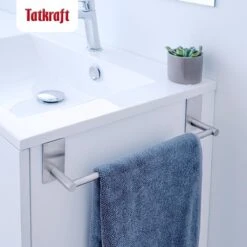 Tatkraft John - Zelkflevende Handdoekstang - Vaatdoek/Keukengerei/Handdoeken Stang Houder Rek Handdoekenrek Muur Steun - Wand Ophangsysteem Voor In De Keuken/Badkamer/Keukenkast - Handdoekrek Handdoekenstang - Zonder Boren - Geborsteld RVS - 40CM -Badkamer Producten Winkel 1200x1200 2398