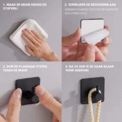 Qitch & Quisine Handdoekhaakjes - Set Van 3 Zwarte Haakjes - Zelfklevend - Waterbestendig - RVS -Badkamer Producten Winkel 1200x1200 2411