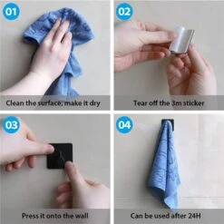 Merkloos Roestvrijstalen Handdoekhaakjes | 3M™ Zelfklevend | 4 Stuks | Mat Zwart | Wandhaak | Ophanghaken | Plakhaakjes | Haakjes | Badkamer | Keuken | RVS -Badkamer Producten Winkel 1200x1200 2419